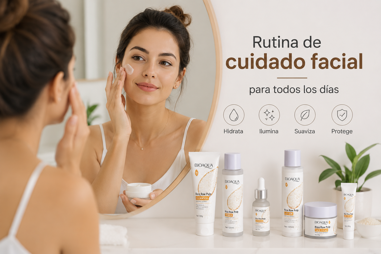 Kit Facial Bioaqua de Arroz x 6 Piezas – Hidratación e Iluminación