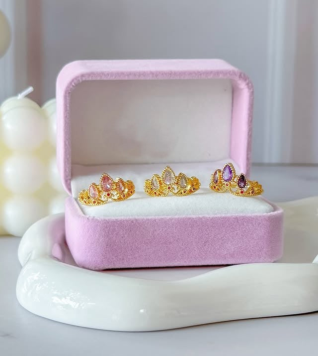 Anillo Corona Princesa Rapunzel | Acero inoxidable + Baño en Oro ✨
