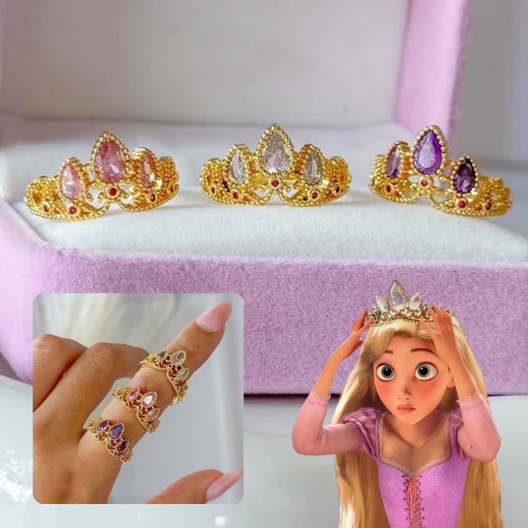 Anillo Corona Princesa Rapunzel | Acero inoxidable + Baño en Oro ✨