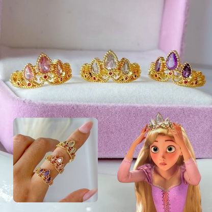 Anillo Corona Princesa Rapunzel | Acero inoxidable + Baño en Oro ✨