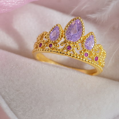 Anillo Corona Princesa Rapunzel | Acero inoxidable + Baño en Oro ✨