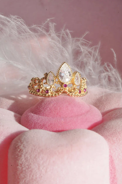 Anillo Corona Princesa Rapunzel | Acero inoxidable + Baño en Oro ✨