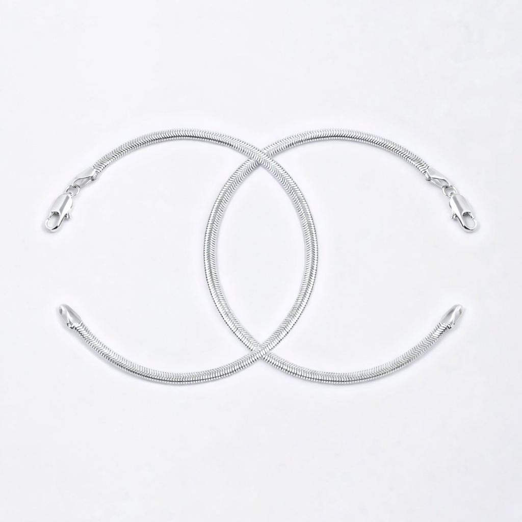 Pulsera Duo Serpiente Plana |  Acero inoxidable + Baño en Oro ✨