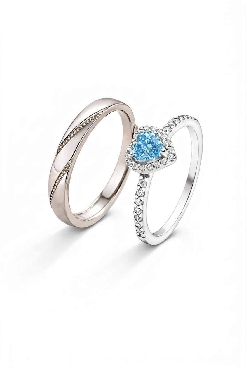 Anillo Corazón para Pareja Ajustable | Acero Quirúrgico + Baño en Oro ✨