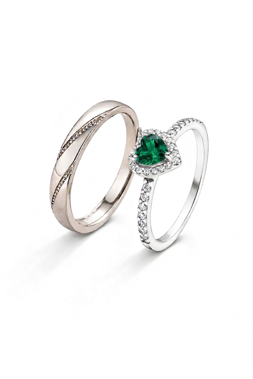 Anillo Corazón para Pareja Ajustable | Acero Quirúrgico + Baño en Oro ✨