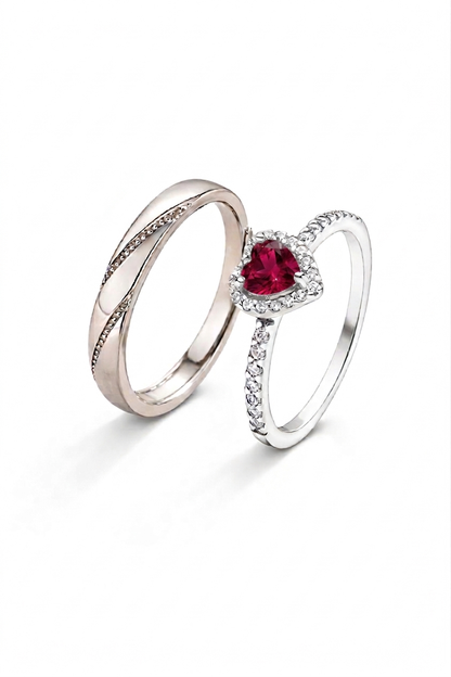 Anillo Corazón para Pareja Ajustable | Acero Quirúrgico + Baño en Oro ✨