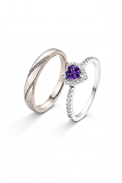 Anillo Corazón para Pareja Ajustable | Acero Quirúrgico + Baño en Oro ✨