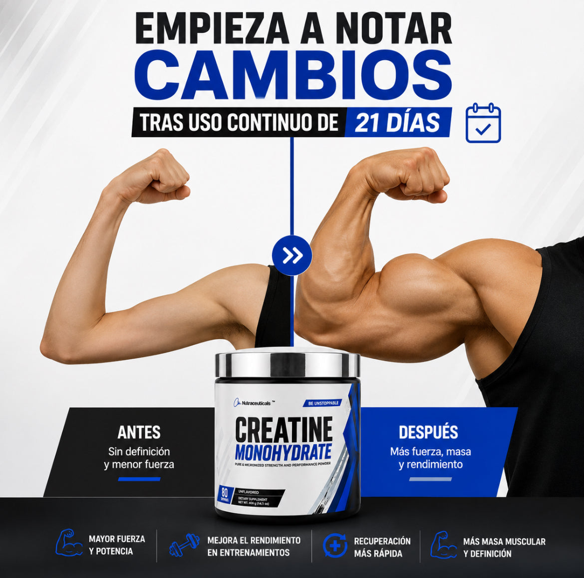 Creatina monohidratada 80 servicios