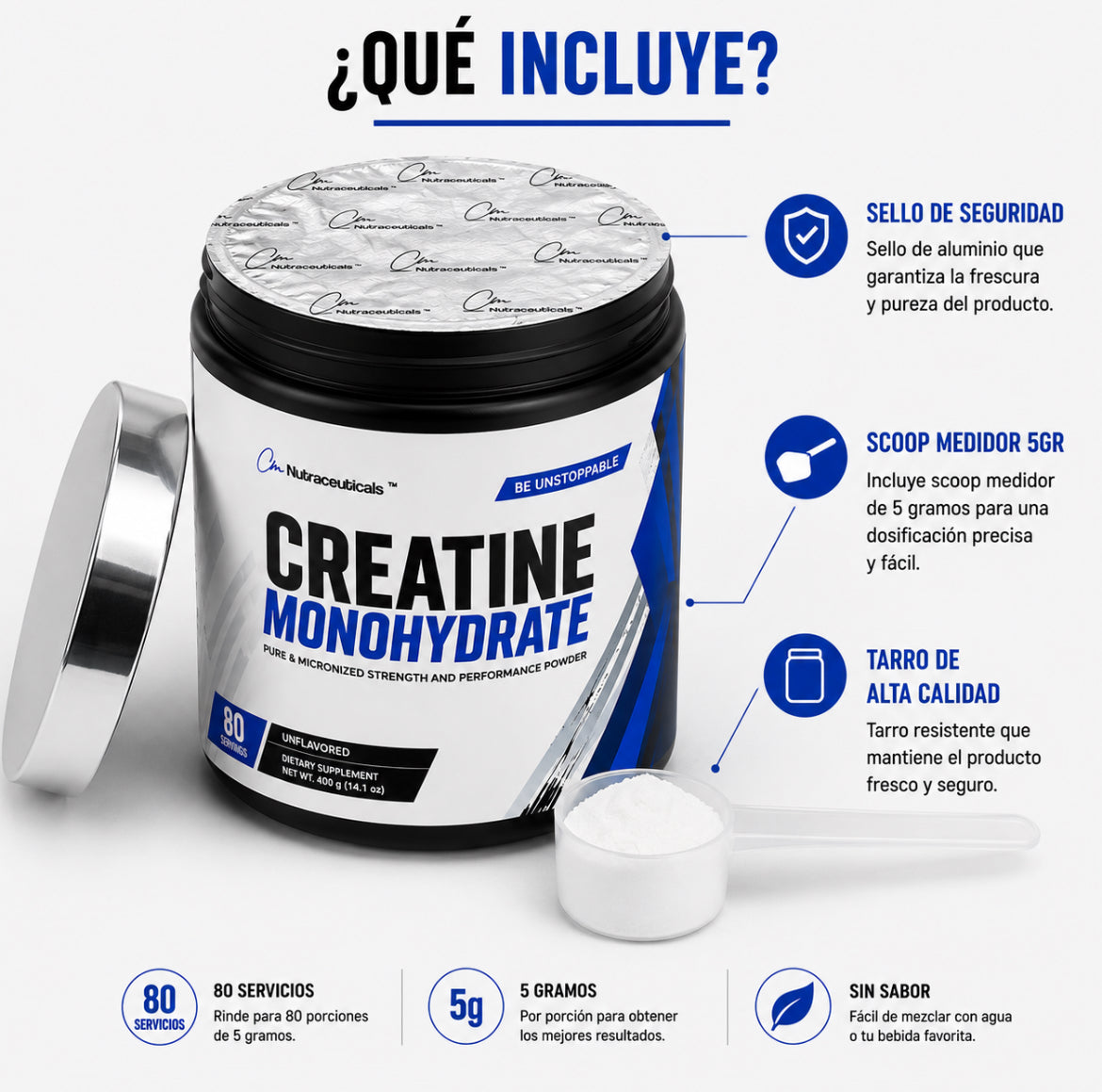 Creatina monohidratada 80 servicios