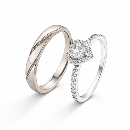 Anillo Corazón para Pareja Ajustable | Acero Quirúrgico + Baño en Oro ✨