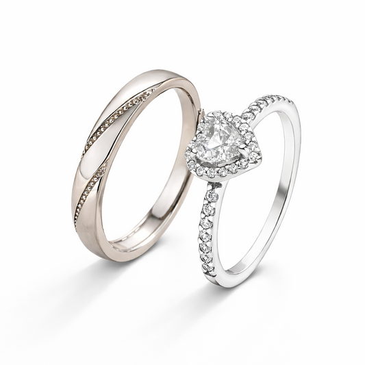 Anillo Corazón para Pareja Ajustable | Acero Quirúrgico + Baño en Oro ✨