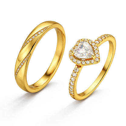 Anillo Corazón para Pareja Ajustable | Acero Quirúrgico + Baño en Oro ✨