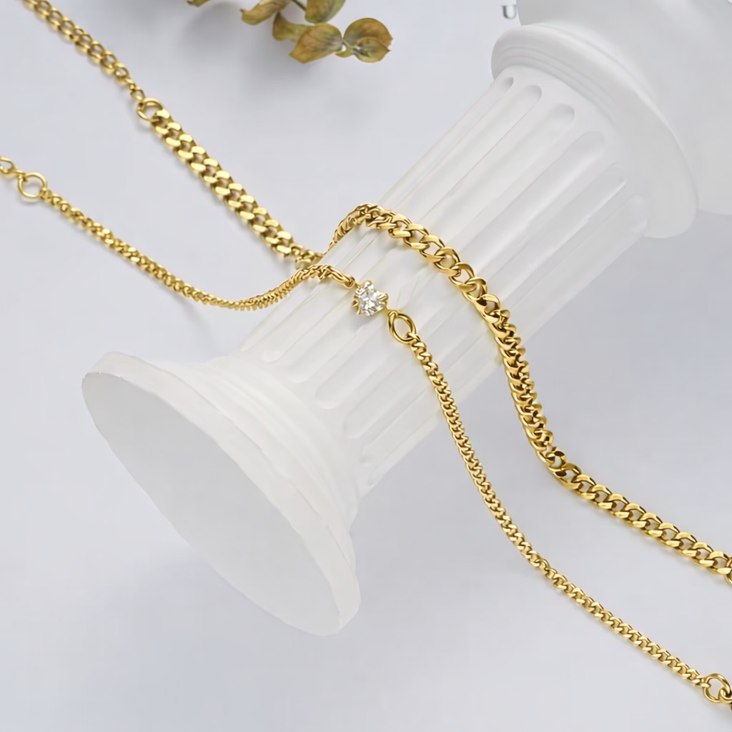 Pulsera Duo Diamante | Acero inoxidable + Baño en Oro ✨