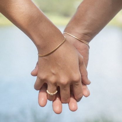 Pulsera Duo Serpiente Plana |  Acero inoxidable + Baño en Oro ✨
