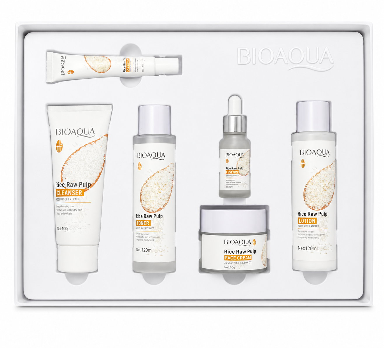 Kit Facial Bioaqua de Arroz x 6 Piezas – Hidratación e Iluminación
